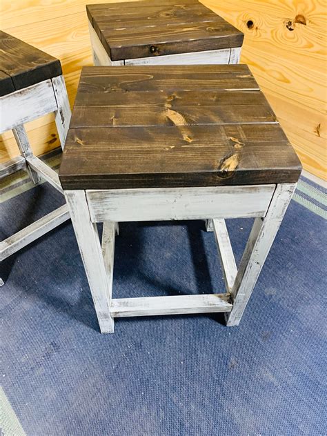 Rustic Farmhouse Counter Height Stools, Espresso Brown Top and ...