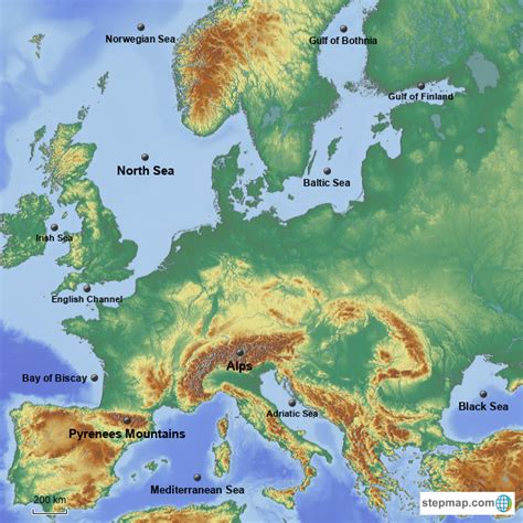 Europe Map With Mountains