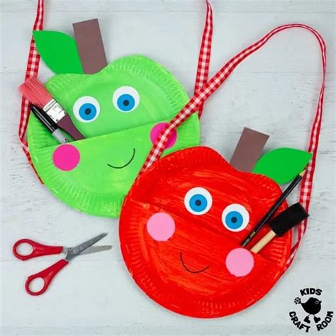 Back To School Paper Plate Apple Bag Craft - Kids Craft Room