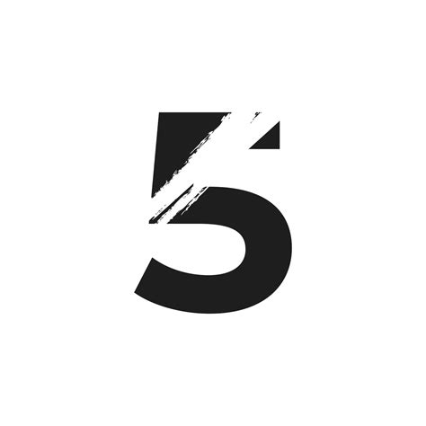 Number 5 Logo with White Slash Brush in Black Color Vector Template Element 6232382 Vector Art ...