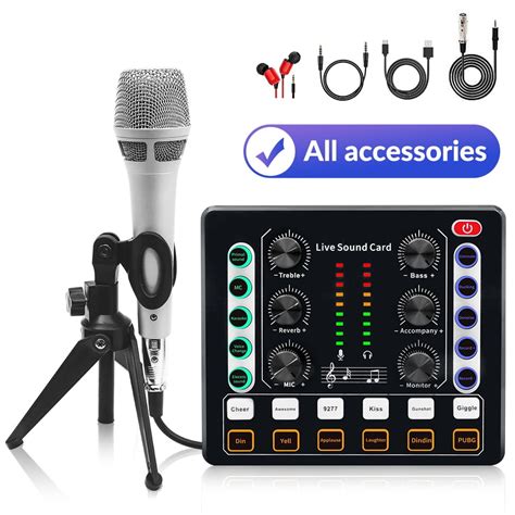 Podcast Equipment Bundle with Wired Earphone, 105 Mic Kit with M8 Live ...