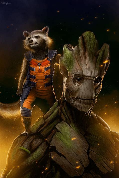 Groot And Rocket Wallpaper