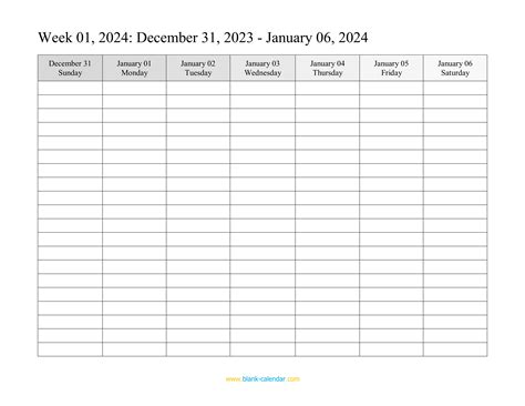 Weekly Calendar 2024 (WORD, EXCEL, PDF)