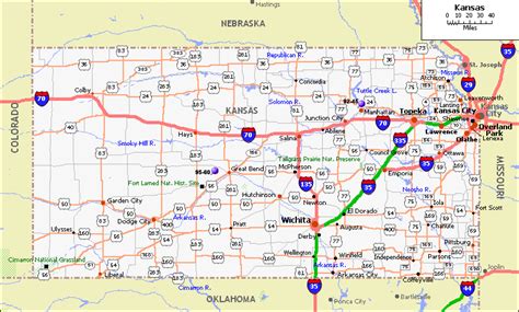 Kansas Map and Kansas Satellite Images