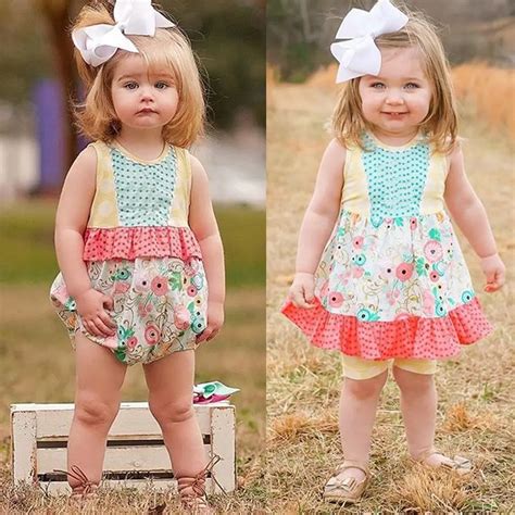 Toddler Baby Girl Sister Matching Clothes Flower Romper Top Dress Outfits Set-in Matching Family ...