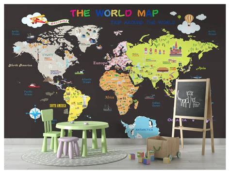 World Wonders Kids Map Wall Mural