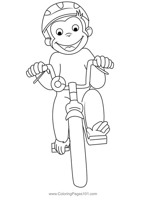 Curious George Rides A Bike Coloring Page | Curious george coloring ...
