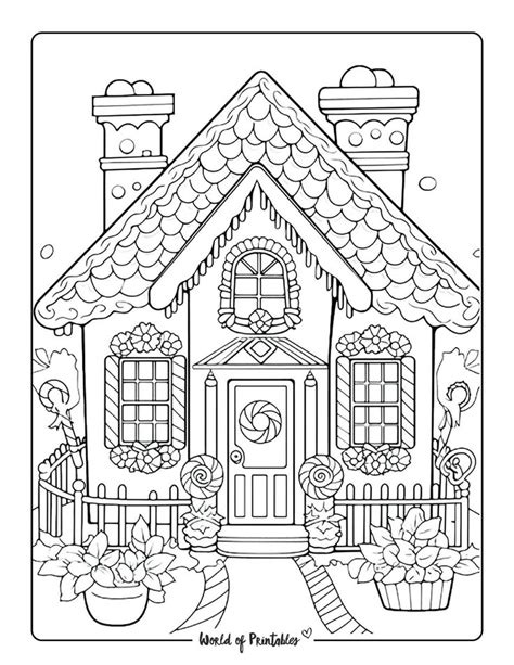 Gingerbread House Coloring Pages For Adults | Christmas coloring pages ...