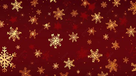 Gold Snowflakes And Stars On A Red Background Vector Seamless Christmas Pattern, Luxury ...