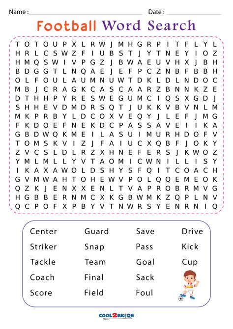 Printable Football Word Search - Cool2bKids