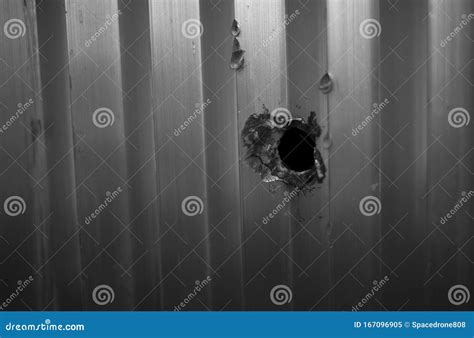 Bullet Hole in Metal Texture Background Stock Image - Image of ...