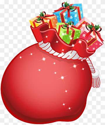 Descarga gratis | Bolsa de navidad santa claus, bolsa de santa con regalos, comida, fresas ...