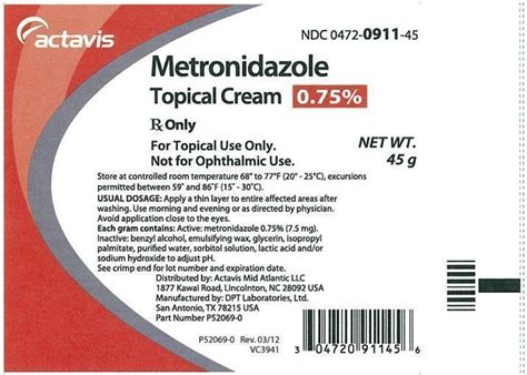 Metronidazole Cream - FDA prescribing information, side effects and uses