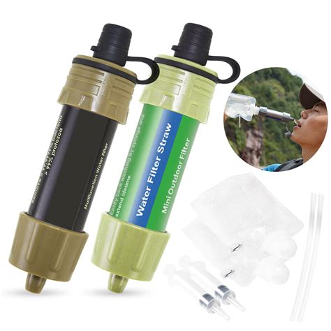 2 PCS Outdoor Water Filter Straw Water Filtration System Water Purifier ...