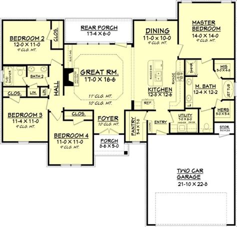 Traditional Style House Plan - 4 Beds 2 Baths 1798 Sq/Ft Plan #430-93 ...