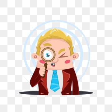 Looking Through Vector Art PNG, Businessman Looking Through A Magnifying Glass, Detective ...