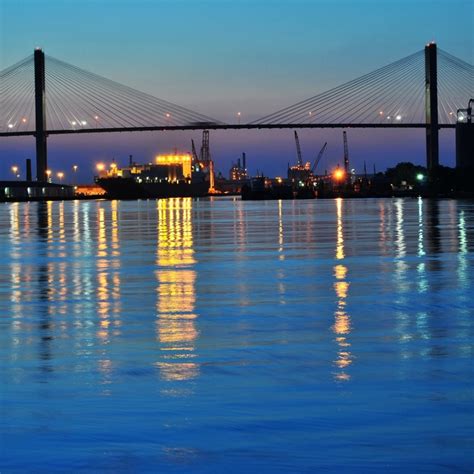 Talmadge Bridge over the Savannah River | Savannah chat, Bay bridge, Favorite places