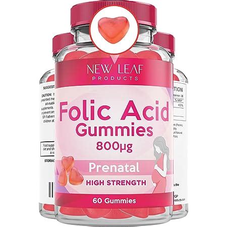 Folic Acid Pregnancy Chewable Vegan Gummies High Strength Prenatal ...