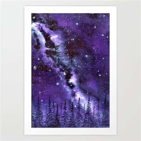 "Purple & Payne's Grey Milky Way Galaxy" watercolor landscape painting Art Print by Kathryn’s ...