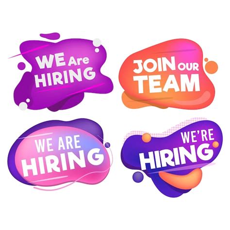 Collection of we are hiring banners in different fluid shapes | Free Vector