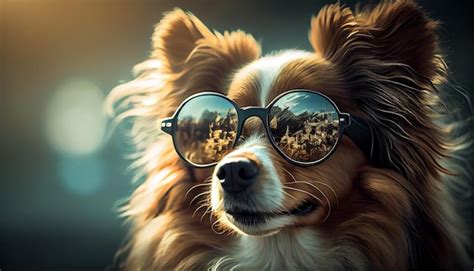 Free Photo | Cute dog with sunglasses posing for portrait generative AI