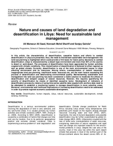 (PDF) Nature and causes of land degradation and desertification in ...