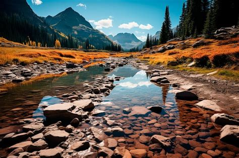 Premium AI Image | beautiful landscape with mountains and river