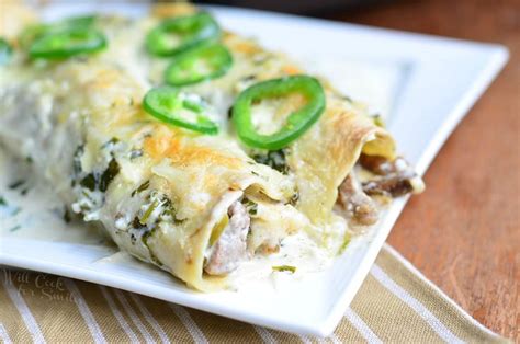 Steak Enchiladas with Jalapeño Cilantro Cream Sauce - Will Cook For Smiles