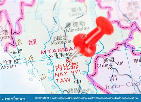 Naypyidaw, the Capital of Myanmar Marked on the Map Stock Photo - Image ...