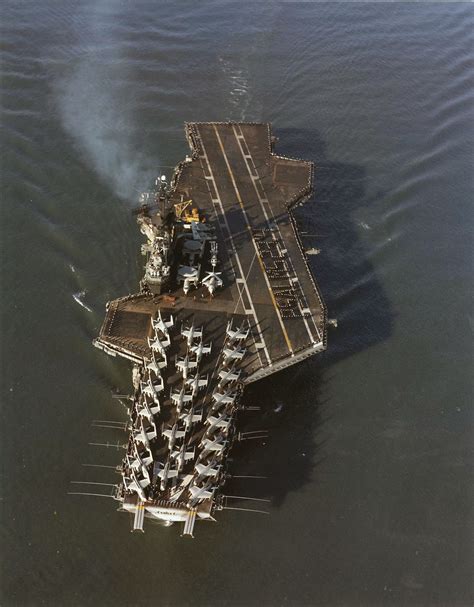 The U.S. Navy aircraft carrier USS Midway (CVA-41) underway. Midway with assigned Carrier Air ...