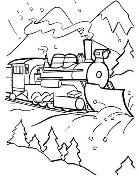 Simple Christmas Train Coloring Pages Printable