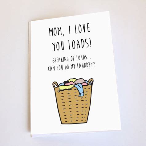 Funny card for Mom, Happy Birthday, Happy Mother's Day or Blank inside options, Laundry ...