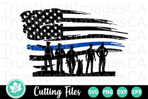 Thin Blue LIne Flag Police - An Occupation SVG Cut File (202951) | Cut Files | Design Bundles