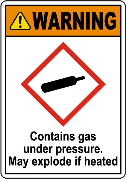 Warning Contains Gas Under Pressure GHS Sign - Get 10% Off Now