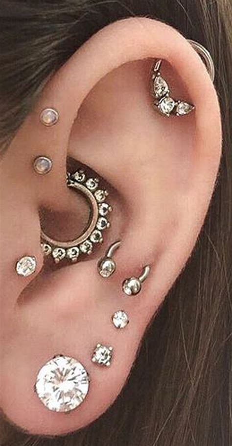 cute multiple ear piercing ideas for women cartilage helix daith ...