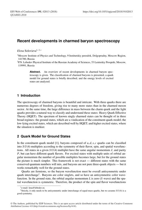 (PDF) Recent developments in charmed baryon spectroscopy