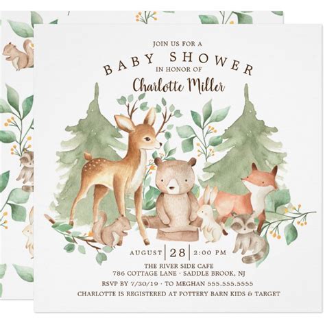 Woodland Animals Baby Shower Invitation | Zazzle.com