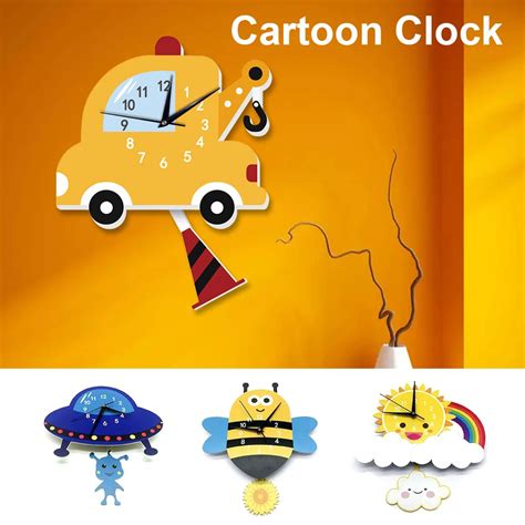 2019 New Home Decoration Cartoon Wall Clock Cartoon Design 3D DIY Large ...