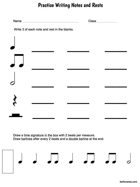 Musical Notes And Rests Worksheets