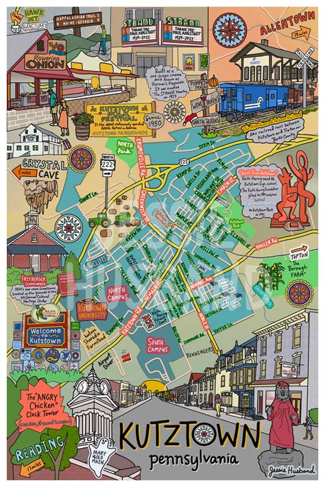 Map of Kutztown, PA, Berks County, Kutztown University (customization ...