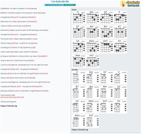 Chord: I've Gotta Be Me - tab, song lyric, sheet, guitar, ukulele | chords.vip