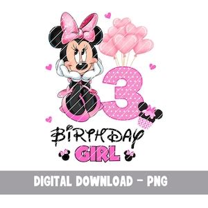 3rd Birthday Minnie Mouse Png, 3 Birthday PNG, Minnie Birthday PNG, Minnie Sublimation Birthday ...