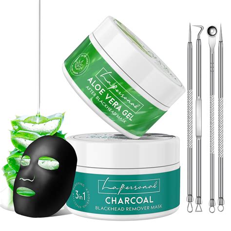 Blackhead Remover Mask, 3-in-1 Charcoal Peel Off Face Mask with Aloe Vera Gel and 4 Blackhead ...