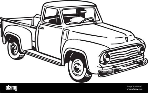 Pickup Truck 2 - Retro Clipart Illustration Stock Vector Image & Art - Alamy