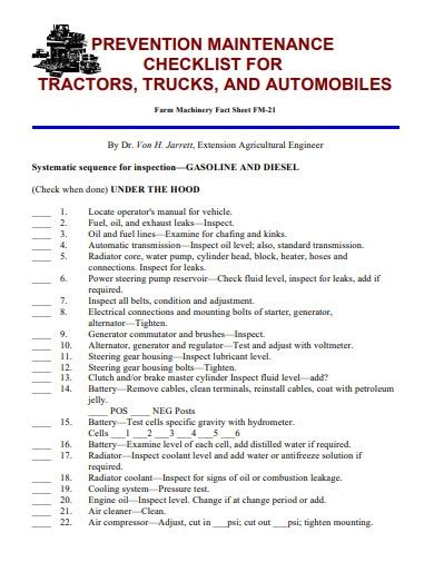 Truck Maintenance Checklist Examples, How to Make, in PDF