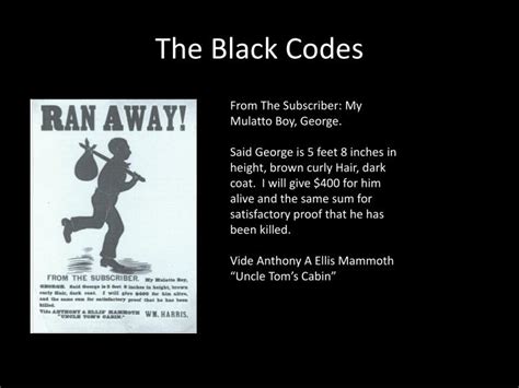 PPT - The Black Codes PowerPoint Presentation, free download - ID:2507296