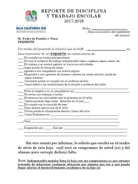 Reporte de Disciplina ESCOLAR | PDF | Sicología | Educación avanzada