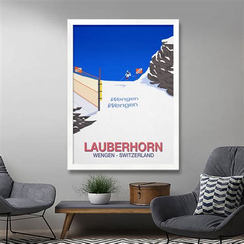 Lauberhorn Downhill Ski Race Poster By Steve Ash illustration