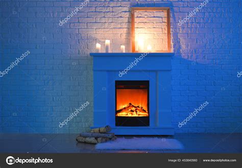 Fireplace Brick Wall Living Room Stock Photo by ©serezniy 453840560