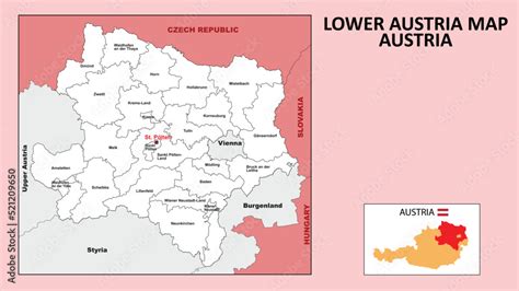 Lower Austria Map. State and district map of Lower Austria. Administrative map of Lower Austria ...